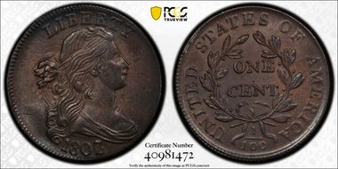 1807/6 1C Large 7 MS62BN