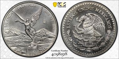 1998-Mo 1/4 oz Libertad Ag MS67