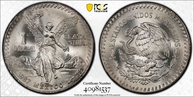 1987-Mo Onza Libertad Ag MS67