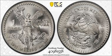 1991-Mo Onza Libertad Ag T1 - PLATA PURA MS68
