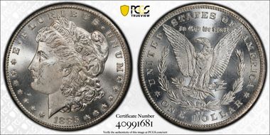 1885-CC $1 VAM 4, Doubled Dash MS65