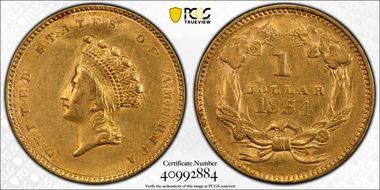 1854 G$1 Type 2 AU53