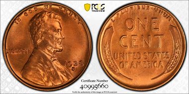 1938-S 1C MS67+ RD