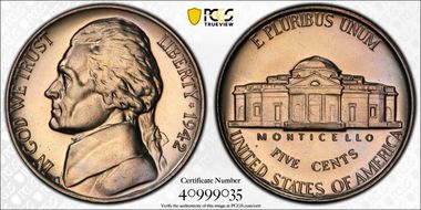 1942 5C Nickel PR67