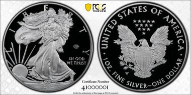 2020-W  $1 Silver Eagle - v75 Privy First Strike PR70DCAM