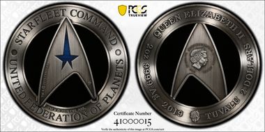 2019-P $3 Starfleet Command Emblem Holey Dollar & Delta MS69