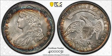 1834 50C Large Date, Large Letters AU58+