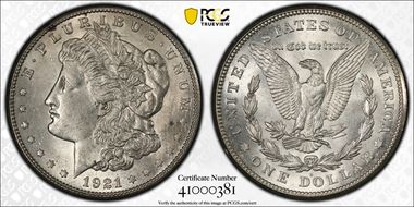 1921-S $1 VAM 1B-3 Thorn Head MS63