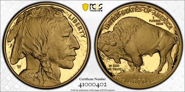 2020-W $50 American Buffalo .9999 Fine Gold First Strike PR70DCAM