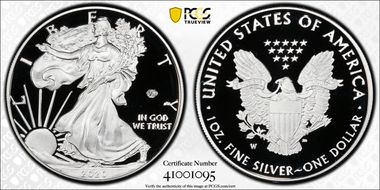 2020-W  $1 Silver Eagle - v75 Privy First Strike PR70DCAM