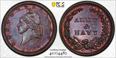 1863 CWT F-11/298a, Army & Navy MS63BN