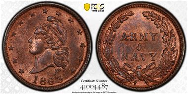 1863 CWT F-15/319a, Army & Navy MS64RB