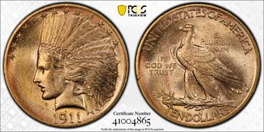 1911 $10 MS62