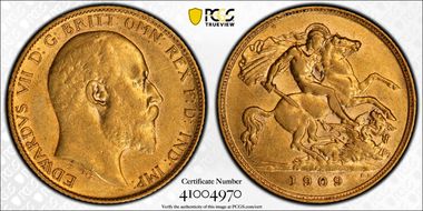 1909-P 1/2 Sov S-3976B AU55