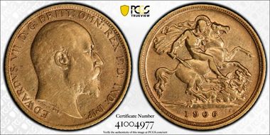 1906-S 1/2 Sov S-3977B AU50