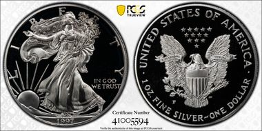 1997-P $1 Silver Eagle PR70DCAM