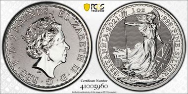 2021 £2 Britannia Ag First Strike MS69