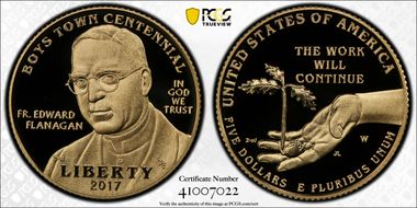 2017-W $5 Boys Town PR70DCAM