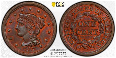 1857 1C Small Date MS66RB