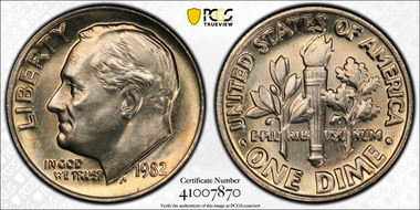 1982 10C No Mintmark - Strong MS65FB