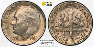 1982 10C No Mintmark - Strong MS66