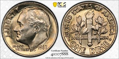 1982 10C No Mintmark - Strong MS66FB