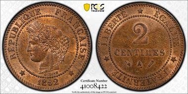 1892-A 2C Gad-105 F-109 MS64RB