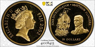 2002 $10 Matthew Flinders PR67DCAM