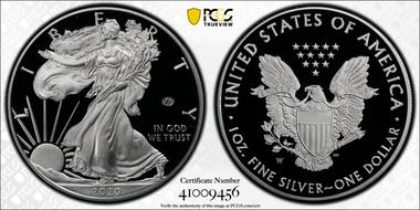 2020-W  $1 Silver Eagle - v75 Privy PR70DCAM