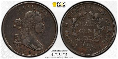 1804 1/2C C-11, Plain 4, Stems VF30BN