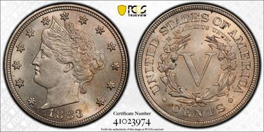 1883 5C With CENTS MS64