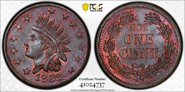 1863 CWT F-86/357a, Not One Cent MS63BN