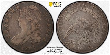1807 50C Capped Bust, Large Stars F12