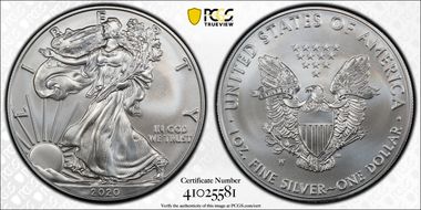 2020-W $1 Burnished Silver Eagle SP70