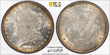 1878 7TF $1 VAM 70, Doubled RIB MS62