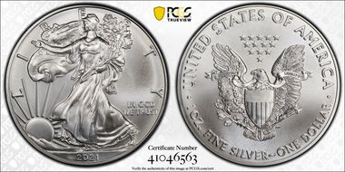 2021 $1 Silver Eagle - Type 1 First Strike MS70