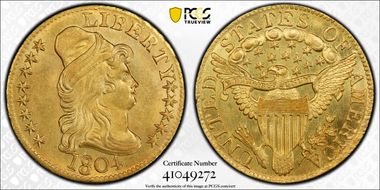 1804 $5 Small 8 over Large 8 MS64