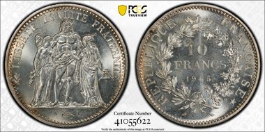 1965 10 Fr Gad-813 F-364 MS66