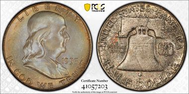 1957 50C MS67FBL