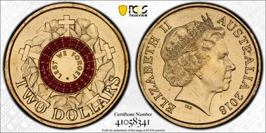 2018 $2 Lest We Forget - War Graves 30th Ann. $2 Coin Colorized MS67