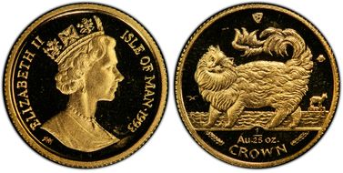 1993-PM 1/25 Cr Maine Coon Cat/Au KM-349 MS68