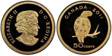 2011 50C Peregrine Falcon Gold PR70DCAM