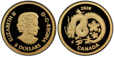 2020 $8 Lucky Flower Dragon Au PR70DCAM