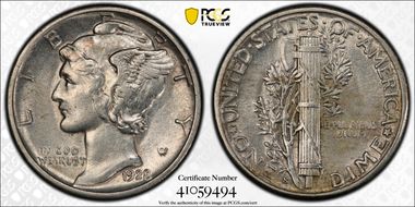 1928-S 10C AU55