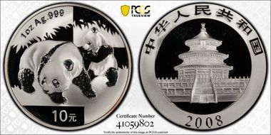 2008 10 Yn Panda Silver PAN-495A MS70