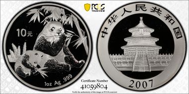 2007 10 Yn Panda Silver PAN-432A MS69
