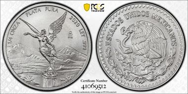2020-Mo 1/4 oz Libertad Silver First Strike MS70