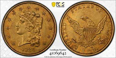 1834 $2.50 Classic AU55