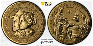2020-W $10 Mayflower 400th Anniversary Reverse Proof PR70