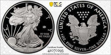 2020-W  $1 Silver Eagle - v75 Privy PR70DCAM